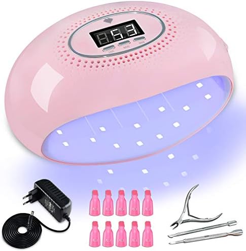 54W UV LED Nail Lamp,Golspark Faster Nail Dryer for Gel Polish,LED Curing Nail light with 3 Timer Setting,Auto Infrared Sensor Professional Nail Art Tools Pink