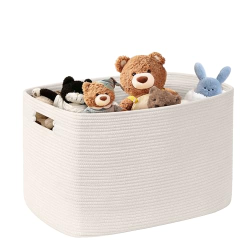 SunNewt 100L Extra Large Woven Laundry Basket Hamper with Handles, White