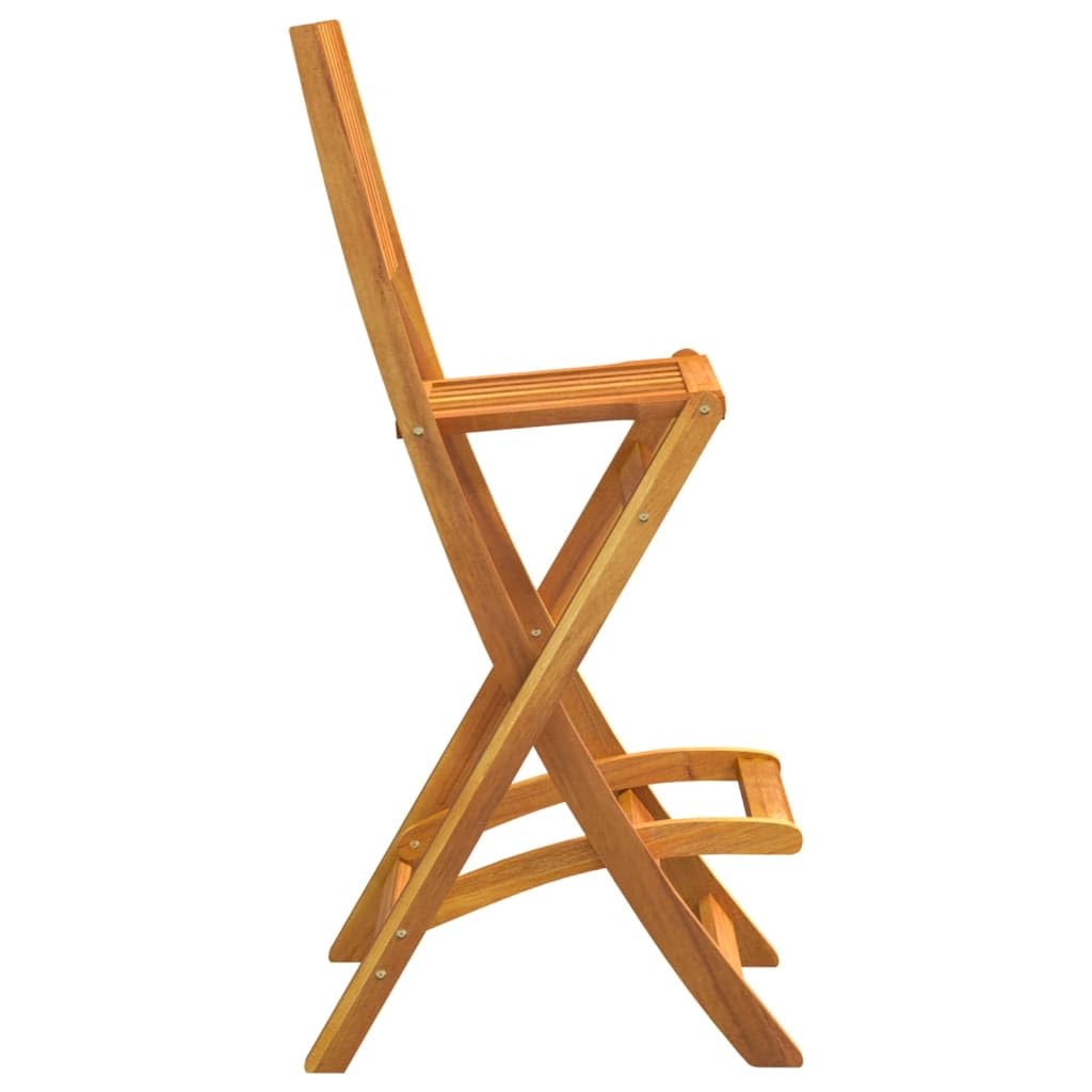 vidaXL Lot de 2 Tabourets de Bar d'Extérieur Pliants, Chaise de Pub, Siège de Bistrot, Meuble de Terrasse Balcon Patio, Bois d'Acacia