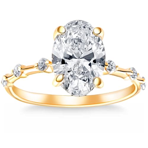 Pompeii Certified 2 3/4Ct TW Oval Diamond Engagement Ring Lab Grown 14k Gold (G/H,VS2-SI1)