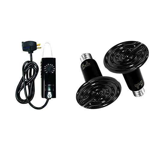Tpi Kt121 Industrial Series Thermostat, Spst Heat Only, 6' Cord/Plug, Black & Simple Deluxe 150W 2-Pack Ceramic Heat Emitter Reptile Heat Lamp Bulb No Light #TOP25