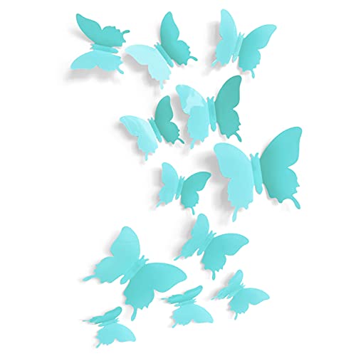 Cute Blue Butterfly Wall Decor 24 pcs, Girls Room Wall Decals, Teal...