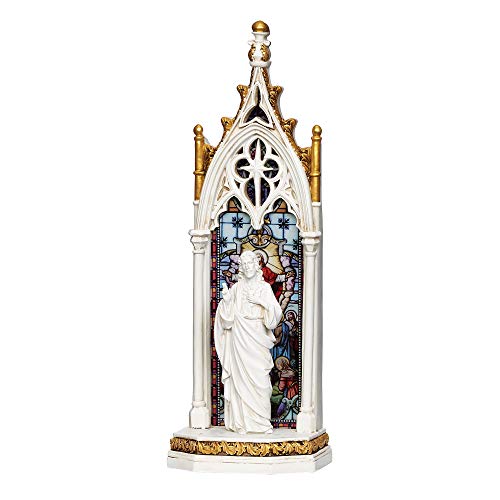 Joseph's Studio by Roman - Heiliges Herz Jesus Bogenfenster LED Figur, Renaissance-Kollektion, 29,8 cm H, Harz und Stein, religiöses Geschenk, Dekoration, batteriebetrieben Cover