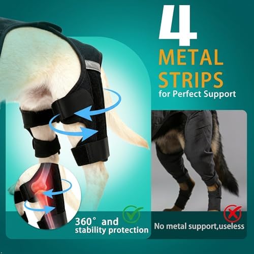 ALYBIT Dog Knee Brace, Adjustable Removable Soft Comfortable Dog ACL Brace Hind Leg, Easy to Wear & Clean Durable Dog Knee Braces for Back Leg, Support for Injury, Arthritis & Post-Surgery Recovery - 3
