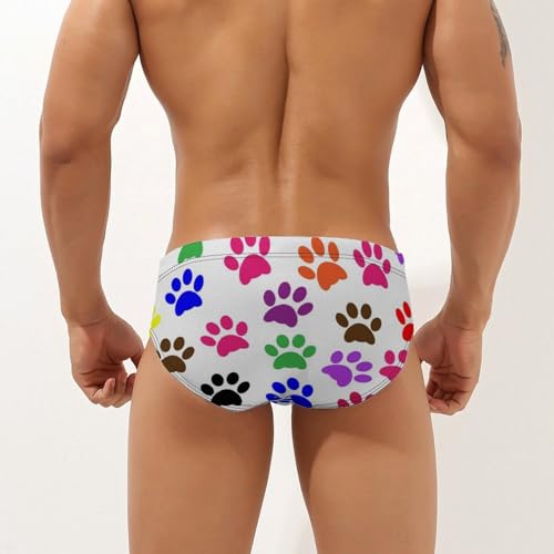 Colorful Paw Prints Sport Swim Briefs Mens New Body Bikini Swimsuit2