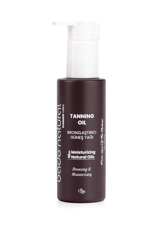 Óleo bronzeador Bade Natural com óleos de coco, abacate e cacau, sem FPS, 100 mL