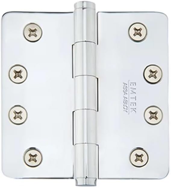 Emtek 96133US 3-1/2" x 3-1/2" 5/8" Radius Corners Residential Plain Bearing Hinges (Pair), Solid Brass - French Antique (US7)