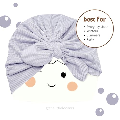 Image of THE LITTLE LOOKERS Turban Cap | Turban Knot Bow Cap | Turban Cap for New Born Kids | Cap for Baby Girl |Cap for Baby Boy | Baby Flower Turban Cap