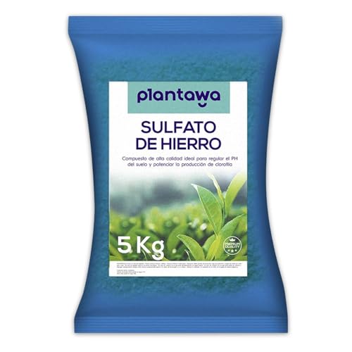 PLANTAWA Sulfato de Hierro 5Kg, Quelato de Hierro, Fertilizante, Nutriente para Plantas, Reverdeciente Anticlorosis, Tierra para Plantas Sustrato para plantar Semillas Huerto