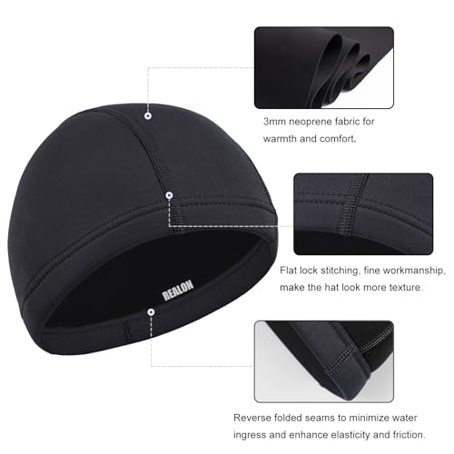 Image of Scuba Diving Wetsuit Hood Men Women 3mm Neoprene Cap for Adult Surf | Headband Swim Beanie Locks Head Heat, Thick Thermal Long Hair Protection for Surfing Snorkel Kayak Coastal Beach Family Trips