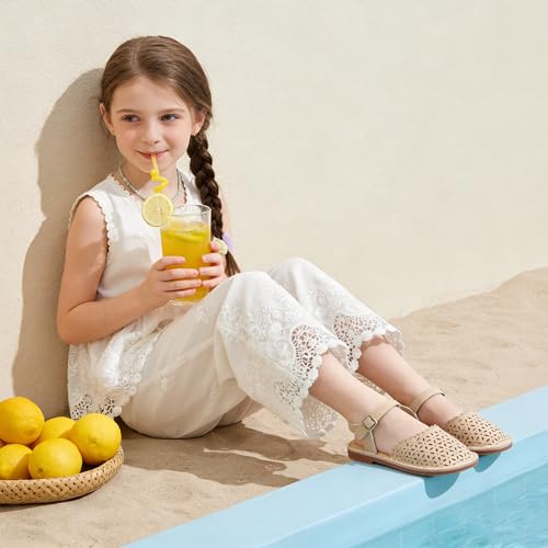 Image of Flaryzone Girls Sandals Closed Toe Summer Flats Dress Sandals Shoes Toddler /Little Kid