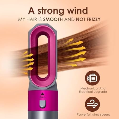 Image of 5-in-1 AirStyler- Hot Air Brush, Straightener Brush, Curling Tong, Blow Dryer, Concentrator & Diffuser | 50% Less Hair Breakage, 3 Settings | All in One Multi Styler BN24