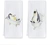 Toallas de mano decorativas de pingüino para baño, regalos para amantes de los pingüinos, toallas de mano decorativas de animal gracioso pato de goma para baño, baño y lavabo, 16x24 pulgadas, set de 2 2