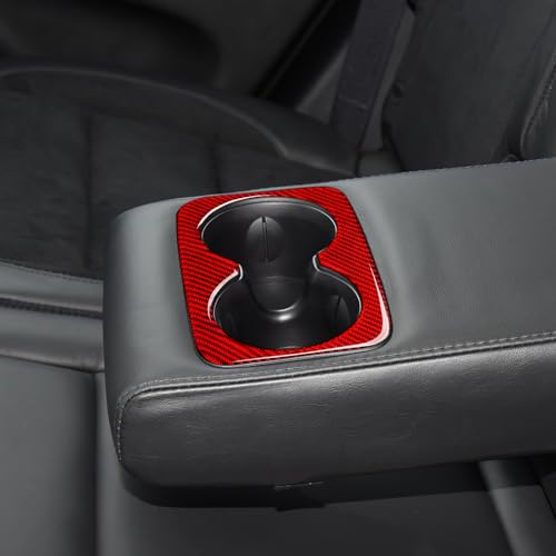 Image of Cup Holder Cover Decals for 2011-2024 Dodge Durango / 2011-2021 Jeep Grand Cherokee WK2 Accessories Carbon Fiber Stickers, Red