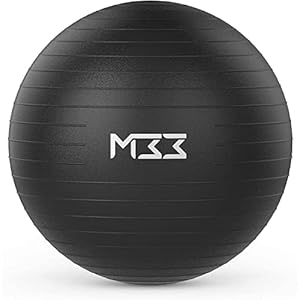 Mode33 Exercise Ball – 55 to 85cm Extra Thick Anti-Burst Yoga Ball with Hand Pump – Gym Ball for Fitness, Pilates, Pregnancy, Labour, Birthing Ball, Swiss Ball (L (75cm), Black)