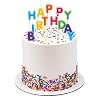 White Blue Yellow Red Green Orange Rainbow Semi-Sweet Edible Confetti Cake Decorations Sprinkles Desert Jimmies Toppers with Happy Birthday Candle