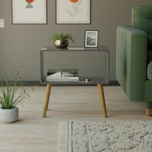 Image of Brown Art SHOPPEE Bookcase Nightstand, End Table,Bed Side Table for Small Spaces Magazine Stand with Storage Engineered Wood Wooden Bedside Table, Coffee Table, Living Room /Bedroom (Blue) (Grey)