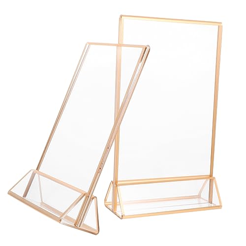 DIYEAH 2pièces Support Menu Transparent Avec Base Métallique Lot Pour Affichage De Prix Et Signalisation Magasin