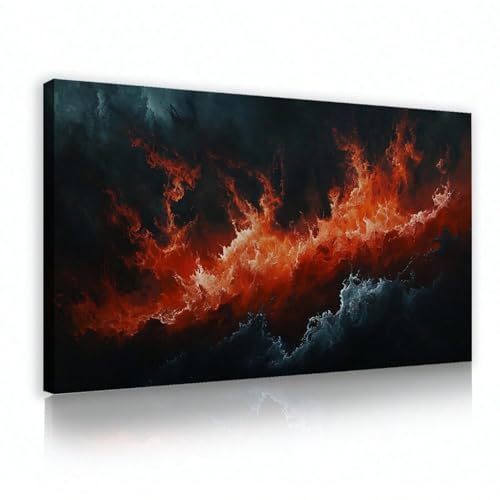 Peinture abstraite noire et rouge pour décoration de salle à manger 40x60cm