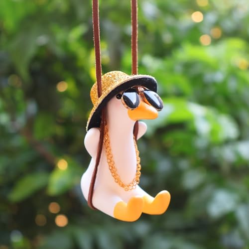 Qiwen Accessoires à suspendre pour rétroviseur de voiture en forme de canard oscillant - Accessoires de voiture mignons pour adolescents, hommes et femmes - Accessoires de suspension amusants pour