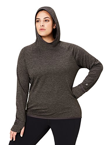 Amazon Brand - Core 10 Women's Be Warm Thermal Fitted Run Hoodie (XS-XL, Plus Size 1X-3X), Dark Heather Grey, M (8-10)