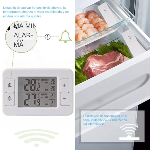 Monitor digital de temperatura inalámbrico con doble sensor para congelador de alta precisión 2
