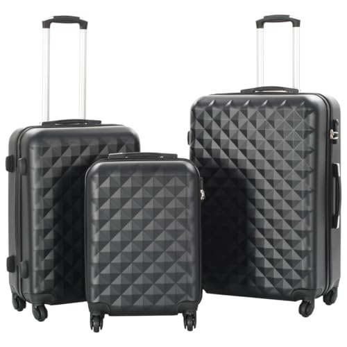 Travel Confidently with Hardcase Trolley Set, 3 Sizes, Durable ABS Material, for Business or Leisure, Black