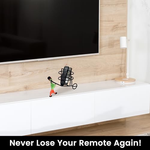 Image of ROLLYWARE Metal Strong and Durable Organizer for TV AC DVD DTH Remotes, Living Room Decor, showpiece Remote Stand Remote Holder /Remote Stand /Remote Organizer showpiece (Black), 15X9X8 Cm (1)