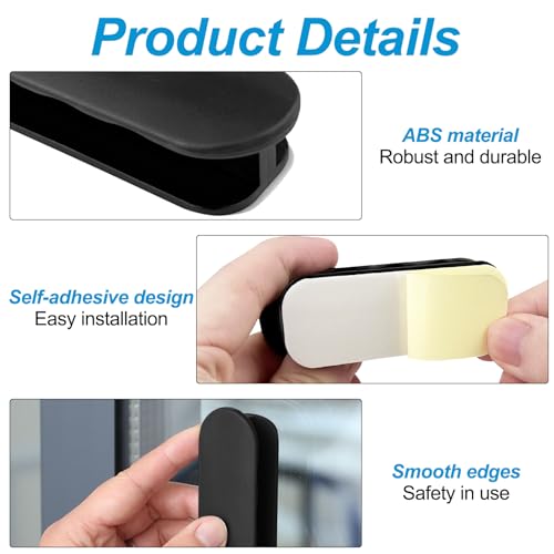 Maxentico 8 Stück Schrankgriffe, Türgriffe, Balkontürgriff, Türgriff, Türknauf, Griffe Balkontür, Schubladengriffe Griff Selbstklebende, Schrankgriff, für Fenster Glastüren Schubladen (Schwarz)