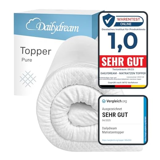 Dailydream Viscoelastische Matratzenauflage „Deluxe“ mit Memory Foam Effekt, 140x200x5cm