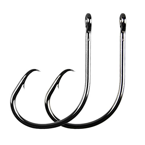 Inline Circle Hooks Saltwater, 100pcs Saltwater Fishing Hooks High Carbon Steel Fish Hook Straight Eye Octopus Hook for Catfish by Shaddock Fishing - Used condition - US$8.99