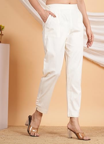 Image of Yash Gallery Women's Regular Fit Mid Rise Solid Lycra Trouser Regular Pants