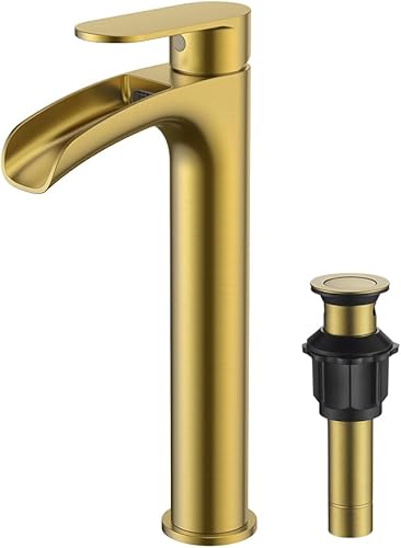 Vista 30 de FORIOUS Grifo de baño de bronce aceitado con un solo agujero, grifo de lavabo de baño de una sola manija de 1 o 3 agujeros con drenaje desplegable