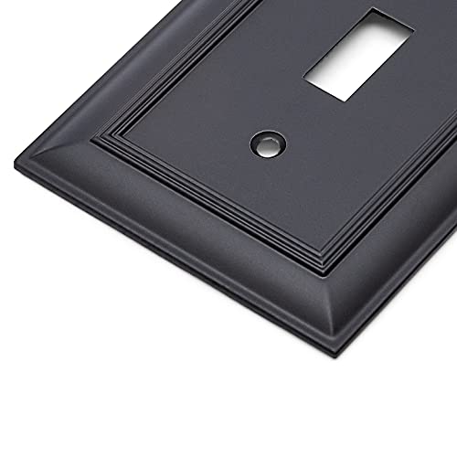 Amazon Basics Decorative Single Toggle Wall Plate - 3-Pack, Flat Black #TOP3