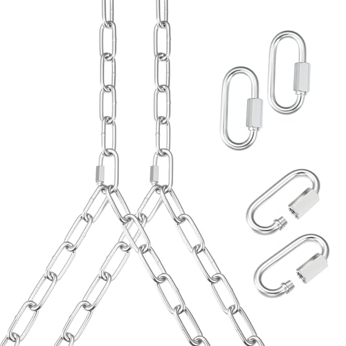 Otoolling Heavy Duty Porch Swing Hanging Chain Kit (2 Pack) 1500 Lbs Capacity, Up to 7.1ft Length- Rustproof Zinc-Plated, 4 Quick Links & 2 Y-Chain Assemblies, Indoor/Outdoor Hanging Hardware(Silver)