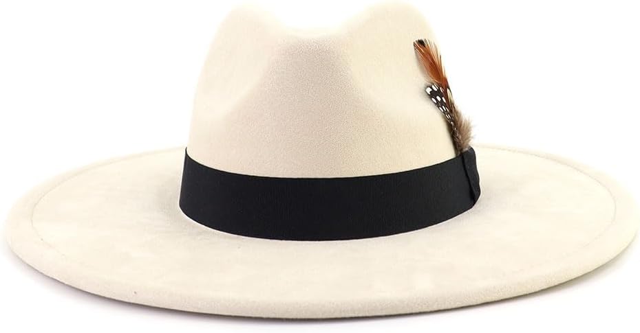 LIDHAY Big Wide Brim Fedora Hats for Women Men Western Suede Hat Panama Hat Outdoor Hats - Image 3