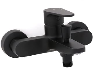 Clever Rocket 62080 – Grifo Monomando Baño-Ducha Negro Mate | Aireador + Inversor Automático | Teléfono, Soporte y Flexo Incluidos | Cartucho Cerámico 35 mm