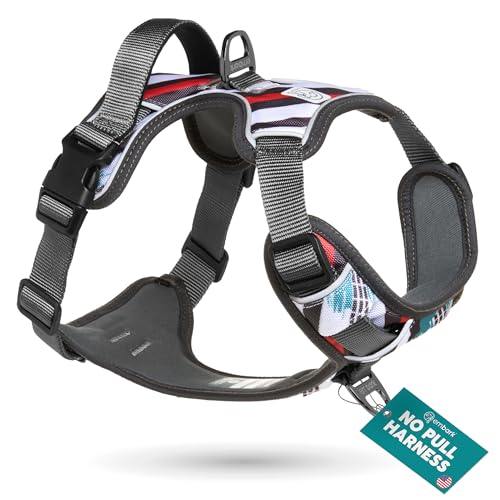 Embark Adventure Dog Harness, Reflective Trim No Pull Dog Harness Medium Sized Dogs - Military Grade Nylon, Front Clip with Gel Lined Handle.