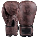 Guante de Boxeo Guantes de Boxeo for Adultos, Hombres y Mujeres, Cuero sintético, Estilo Retro, for MMA, Muay Thai, Sanda, 8, 10 12 oz(Coffee,8oz)