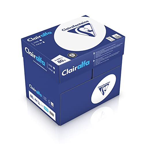 Clairefontaine Clarialfa Ramette de 500 feuilles papier blanc 80 g A4 Lot de 5