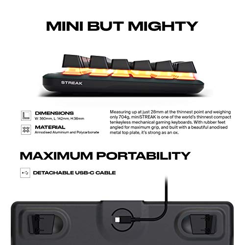 Fnatic Ministreak Silent Led Backlit Rgb Mechanical Tkl Gaming Keyboard, Mx Cherry Silent Red Switches, Small Compact Portable Tenkeyless Layout Pro Esports Gaming Keyboard (Us Layout Qwerty) #TOP3