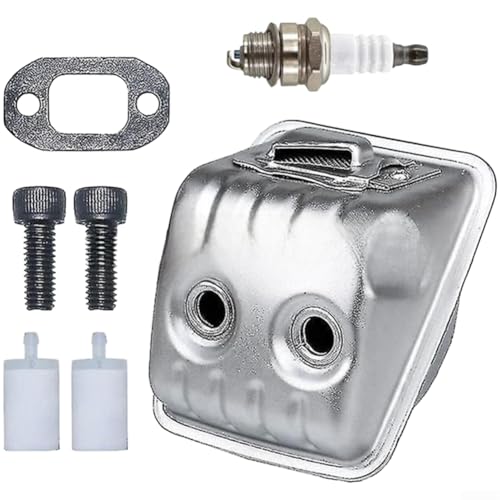 Image of 435 440 445 450 Chainsaw Muffler Exhaust Pipe Aluminized Steel Replacement Part