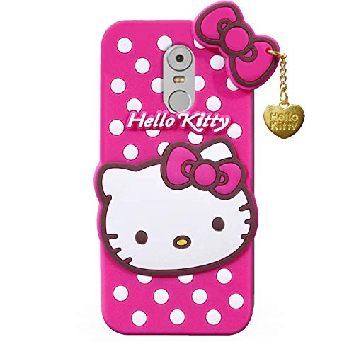Image of Unirock Hello Kitty Back Case Cover for lenovo k6 note| 3D Cute Hello Kitty Case |Soft Silicone Rubber Back Cover with Pendant Kitty Cover for lenovo k6 note (Pink)