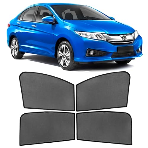 Image of AutoStory Custom Fit Non-Magnetic Cotton Mesh Car Sunshade for City 2014-2019 | UV & Heat Protection Car Window Curtains | Privacy Car Sun Shade | Breathable Vehicle Specific Side Window Shades