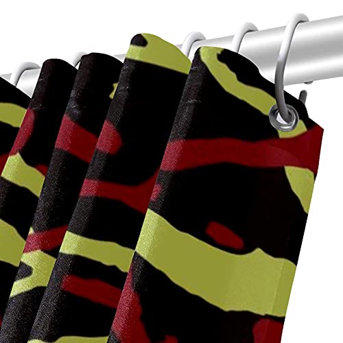 Rideau de douche camouflage aquarelle rouge noir vert grand format 183 cm
