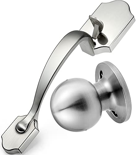 Image of Front Door Knob Handleset, Entry Door Handle Set with Cove Knob for Right and Left Handed Sided Doors, Interior and Exterior Entrance Passage Lock, Lower Half Grip, Satin Nickel