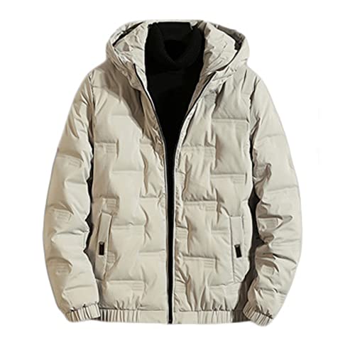 ONWRACE Casaco masculino com capuz elástico e acolchoado de algodão, Khaki, XXG