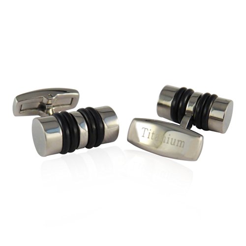 Mancuernillas para hombre titanio ligero con caja regalo miniatura 2