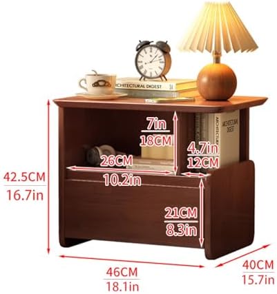 Retro Dark Wood Nightstand, Fully Assembled Rectangle End Table with Storage, Stylish Phone Table for Bedroom, Living Room, and Office - Elegant White Finish