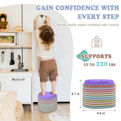 Stepping Stones for Kids, 12 PCS Balance Stepping Stones for Toddlers, Non-Slip Obstacle Course Sensory Toys Indoor Outdoor, Balance River Toys for Birthday, Children's Day and Christmas Gift - Thumbnail 6